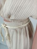 SC Solid Color V Neck Waist Belt Skirts Two Piece Set YD-8711