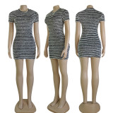 SC Black White Stripe Slim Mini Dress CY-6116