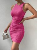 SC Sleeveless Solid Color Pleated Mini Dress GFMA-2303