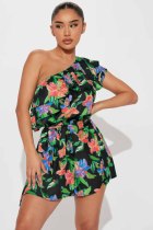 SC Fashion Print Slash Shoulder Romper YD-8715