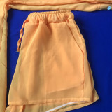SC Sexy See-through Split Sunscreen Long Coat Shorts Set MEI-9307