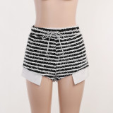 SC Stripe Print Sling Tops And Shorts Two Piece Set MIL-L462