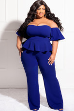 SC Plus Size Solid Color One Shoulder Loose Jumpsuit LDS-3323