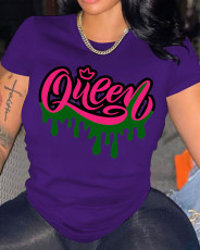 SC Plus Size QUEEN Letter Print T Shirt SXF-30409