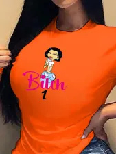 SC Plus Size Cartoon Print Short Sleeve Fashion T-shirt SXF-30406