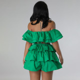SC Ruffle Zipper Wrap Chest And Shorts Two-piece Set MIL-L464
