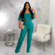 SC Pleated Ruffle One Shoulder Wide Leg Pants Set YF-10470