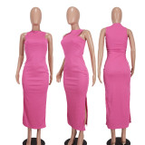 SC Solid Color Sleeveless Split Maxi Dress YD-8724-H