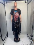 SC Casual Short Sleeve Print Big Swing Maxi Dress GDNY-2215