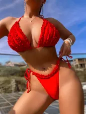 SC Sexy Bikinis Solid Color Bandage Two Piece Swimsuit CASF-6577
