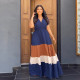 SC Short Sleeve Color Blocking Loose Maxi Dress MIL-L465