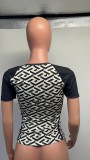SC Print O Neck Short Sleeve T Shirt GDNY-1059