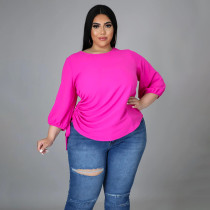 SC Plus Size Solid Drawstring Tops HNIF-3001