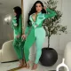 SC Print Color Blocking Long Sleeve Two Piece Pants Set SMR-11267
