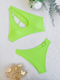 SC Solid Color Single Shoulder Bikinis Two Piece CASF-6568