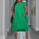 SC Plus Size Solid Color Loose Maxi Dress NNWF-7834
