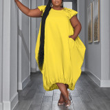 SC Plus Size Solid Color Loose Maxi Dress NNWF-7834