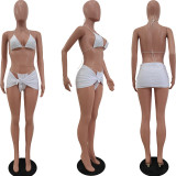 SC Sexy Bikinis Solid Color Halter Three Piece Swimsuit AL-7506