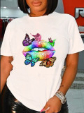 SC Plus Size Butterfly Lips Printed T-shirt SXF-30426