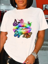 SC Plus Size Butterfly Lips Printed T-shirt SXF-30426