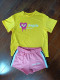 SC Letter Print Color Block Sport Two Piece Shorts Set MEM-88488
