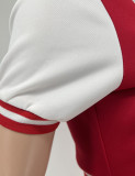 SC Letter Print Baseball Coat Patchwork Two Piece Shorts Set WSYF-59220