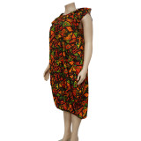 SC Plus Size 3D Print Loose Midi Dress NNWF-7828