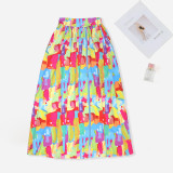 SC Print Zipper Loose Slit Long Skirts SH-390502