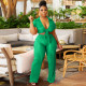 SC Solid Color Tie Up Tops And Wide Leg Pants Two Piece Set YNSF-1897