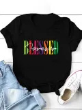 SC Plus Size Short Sleeve Letter Print T Shirt SXF-30432