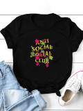 SC Plus Size Letter Print Loose T Shirt SXF-30431