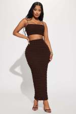 SC Sexy Solid Tube Tops And Long Skirt Two Piece Set YD-8732