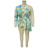 SC Plus Size Single Shoulder Long Sleeve Tie Up Tops NNWF-7845