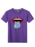 SC Plus Size Cartoon lip Letter print T-shirt SXF-30434