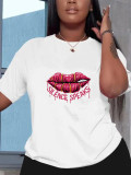 SC Plus Size Cartoon Lip Print T-shirt SXF-30433
