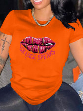 SC Plus Size Cartoon Lip Print T-shirt SXF-30433