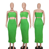 SC Sexy Solid Tube Tops And Long Skirt Two Piece Set YD-8732