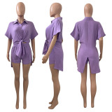 SC Solid Color Bandage Shirts And Shorts Two Piece Set XMEF-1203