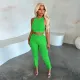 SC Solid Color Sleeveless Top And Pleated Pants Sport Suit YF-10494