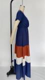 SC Short Sleeve Color Blocking Loose Maxi Dress MIL-L465