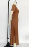 SC Single Shoulder Solid Big Swing Maxi Dress MIL-L476