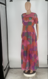SC Fashion Print Short Sleeve Maxi Dress ZDF-31272