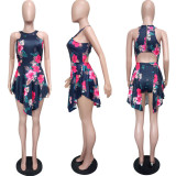 SC Sleeveless Sexy Backless Print Dress LSL-6157