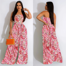 SC Wrap Chest Print Wide Leg Jumpsuit BY-6287