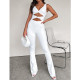 SC Solid Color Hollow Twist Knot Flare Jumpsuit ASL-6667