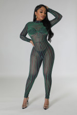 SC Print See Through Mesh Nightclub Jumpsuit ME-8364