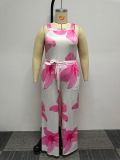 SC Plus Size Fashion Print Sling Wide Leg Jumpsuit NY-2722