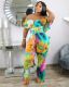 SC Bohemian Print One-shoulder Backless Jumpsuit (With Belt) GDNY-014