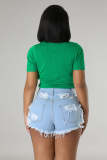 SC Fashion Hole Irregular Denim Shorts YD-8735