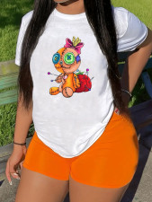 SC Plus Size Casual Cartoon Print Short Sleeve T-shirt SXF-30502